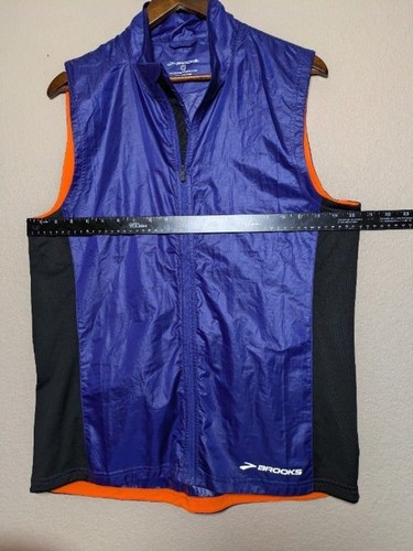 Brooks Blue Windbreaker Running Vest Size Medium Athletic Reflective Packable - Picture 4 of 8