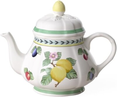 Villeroy & Boch Teekanne Keramik French Garden Fleurence Blatt Kräuter grün Tea Pot