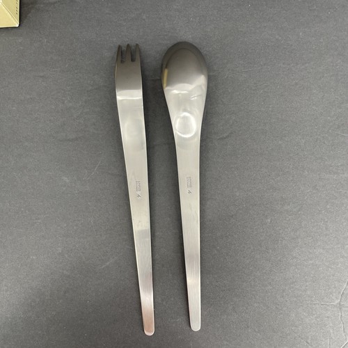 A Michelsen Arne Jacobsen Stainless Server Set Denmark Matte 660-74 660-75 NEW - Picture 6 of 14