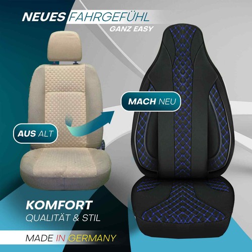 Fundas de asiento de autocaravana piloto adecuadas para Weinsberg CaraBus (negro-azul) - Imagen 6 de 11