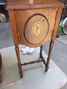 Vintage Cigar Box Cabinet Nightstand Copper Lined Humidor Ebay