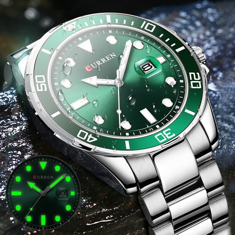 Luxury Men Quartz Date Luminous Stainless Steel Waterproof Business Sports Watch