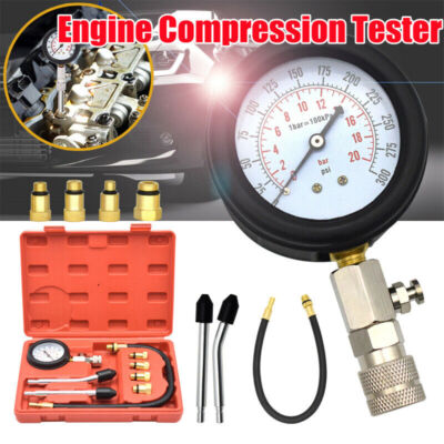 Professional Car Petrol Gas Engine Cylinder Compression Tester Gauge Tool Kit