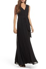 NORDSTROM $300 COOPER ST Gardenia Pleat Gown PLEATED FIGURE FLATTERING BLACK
