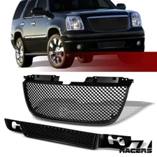 Matte Black Mesh Upper & Lower Bumper Front Grille For 07-14 GMC Yukon Denali