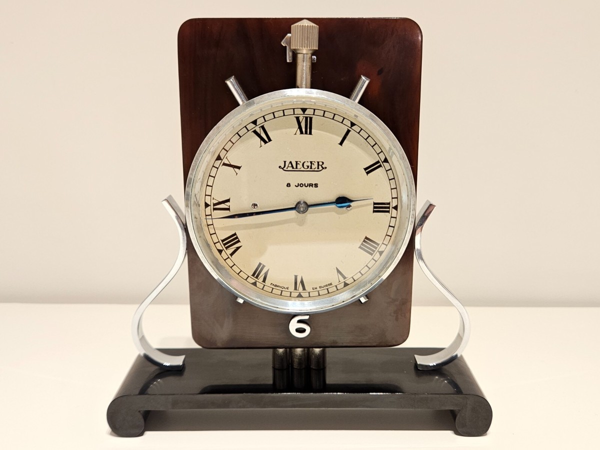 VINTAGE ART DECO PRE WW2 RARE COLLECTIBLE SWISS 8 DAYS CAR CLOCK