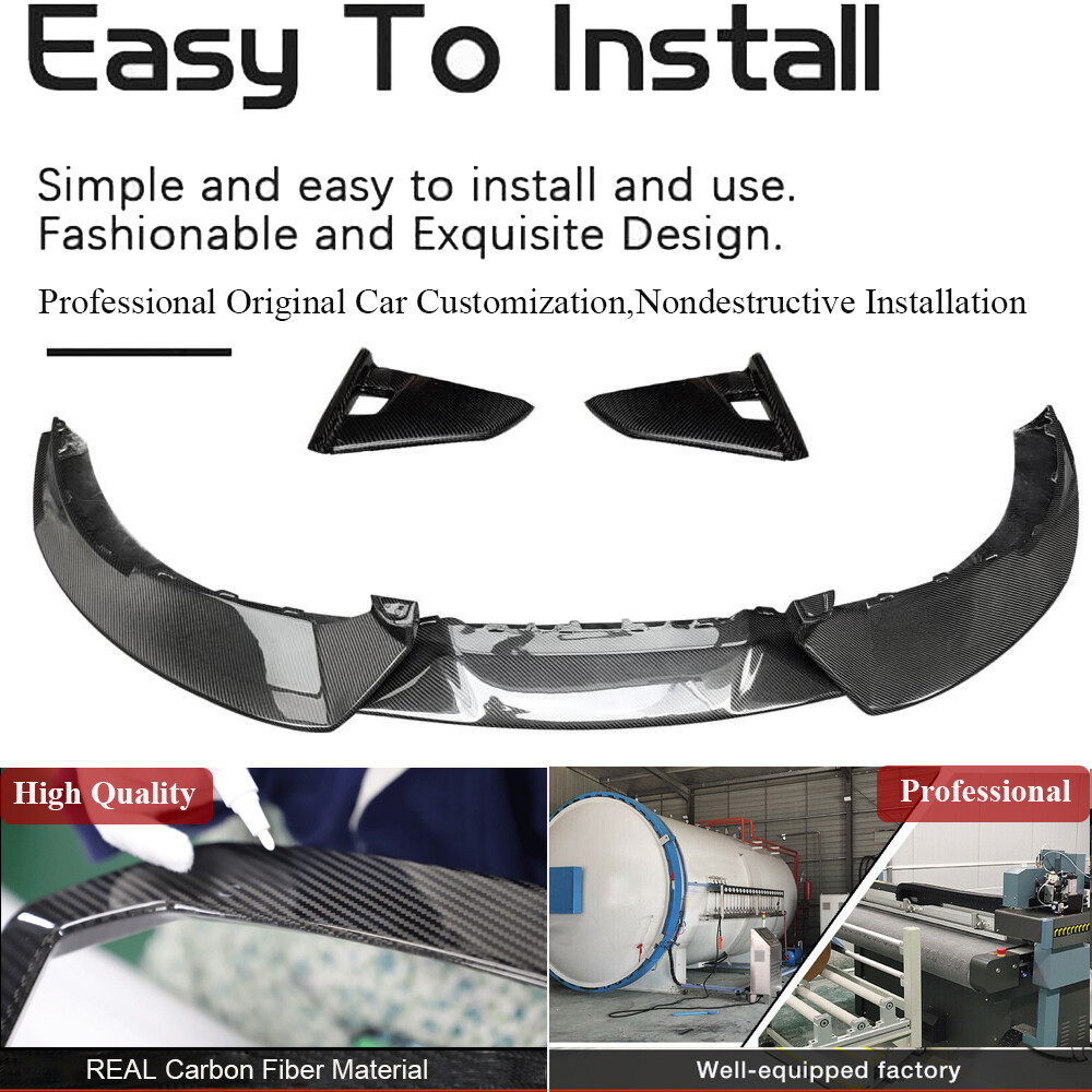 REAL CARBON Front Bumper Lip Spoiler Splitter Fit For Porsche