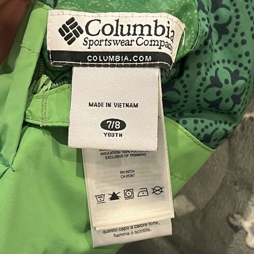 Columbia Jacket Youth Girls S 7/8 Green Hooded Coat Reversable Very Warm Winter - Picture 14 of 15