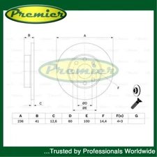 Premier Front Brake Disc Fits Vauxhall Corsa Astra Cavalier Nova + Other Models
