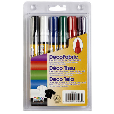 MARVY UCHIDA DecoFabric Markers PRIMARY - Set of 6