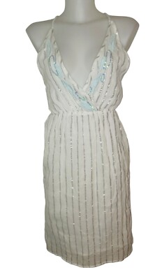 Kareena's Sz S Ivory Silver Beaded Boho Romantic Cotton Preppy