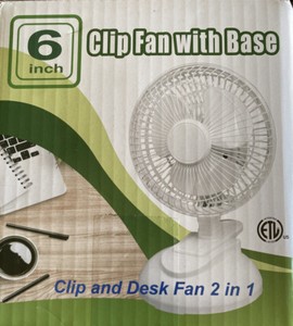 New Electric Fan 6” Clip Fan With Base 2 Speed Adjustable Tilt White