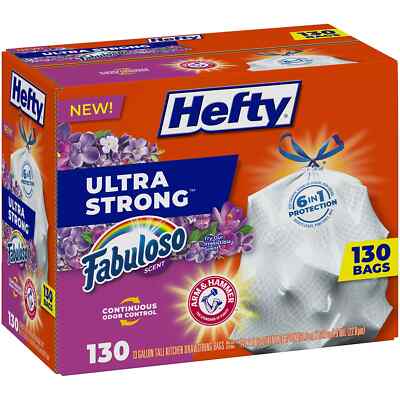 Hefty Ultra Strong 13-Gallon Kitchen Drawstring Trash Bags, Fabuloso Scent 130 