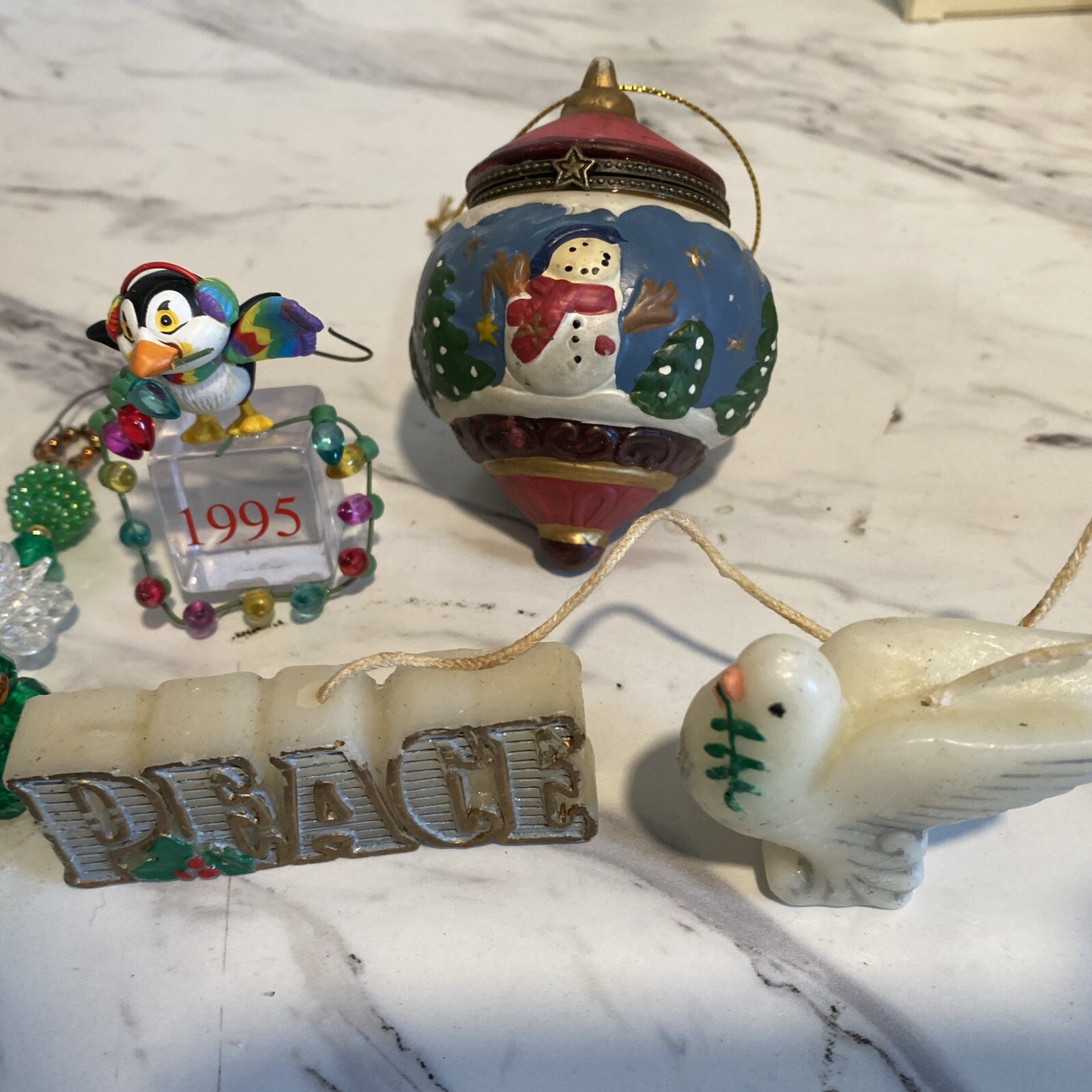 Vintage Christmas Ornaments Lot Of 5 Mixed Assortment 90’s See Photos