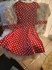 Red White Polka Dot Vintage Style Pin Up Dress 50s Rockabilly With Belt Sz S