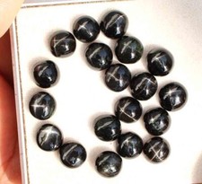 Natural Black Star Round Cabochon Diopside Star Gemstone Lot 7 MM 27.60 CT
