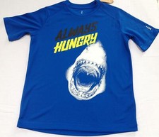 NWT boys Lands End quick dry lightweight blue shark jaws shirt t-shirt M 10 12