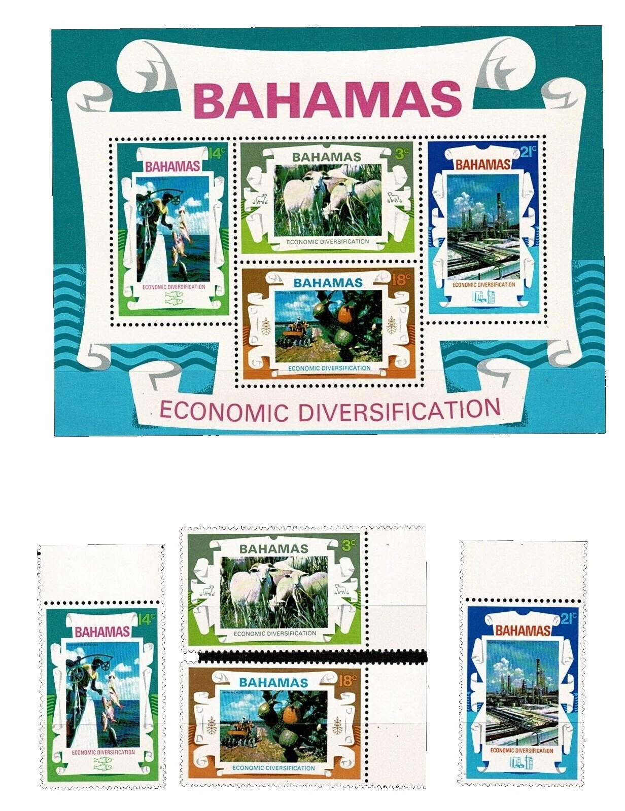 Estampillas postales de Bahamas Multicolor (1973-presente)