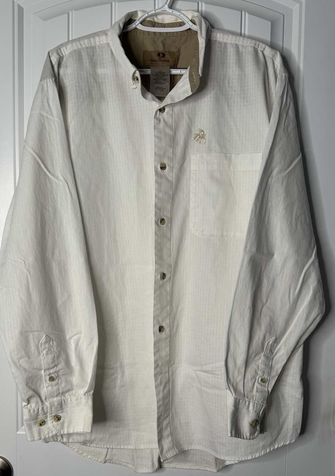 Mossy Oak XLT Button-Down, Long Sleeve, Cream, 100% Cotton