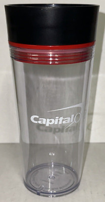 Capital One Bank Cafe Promotional Promo Plastic H2O Water Bottle Tumbler 16 oz