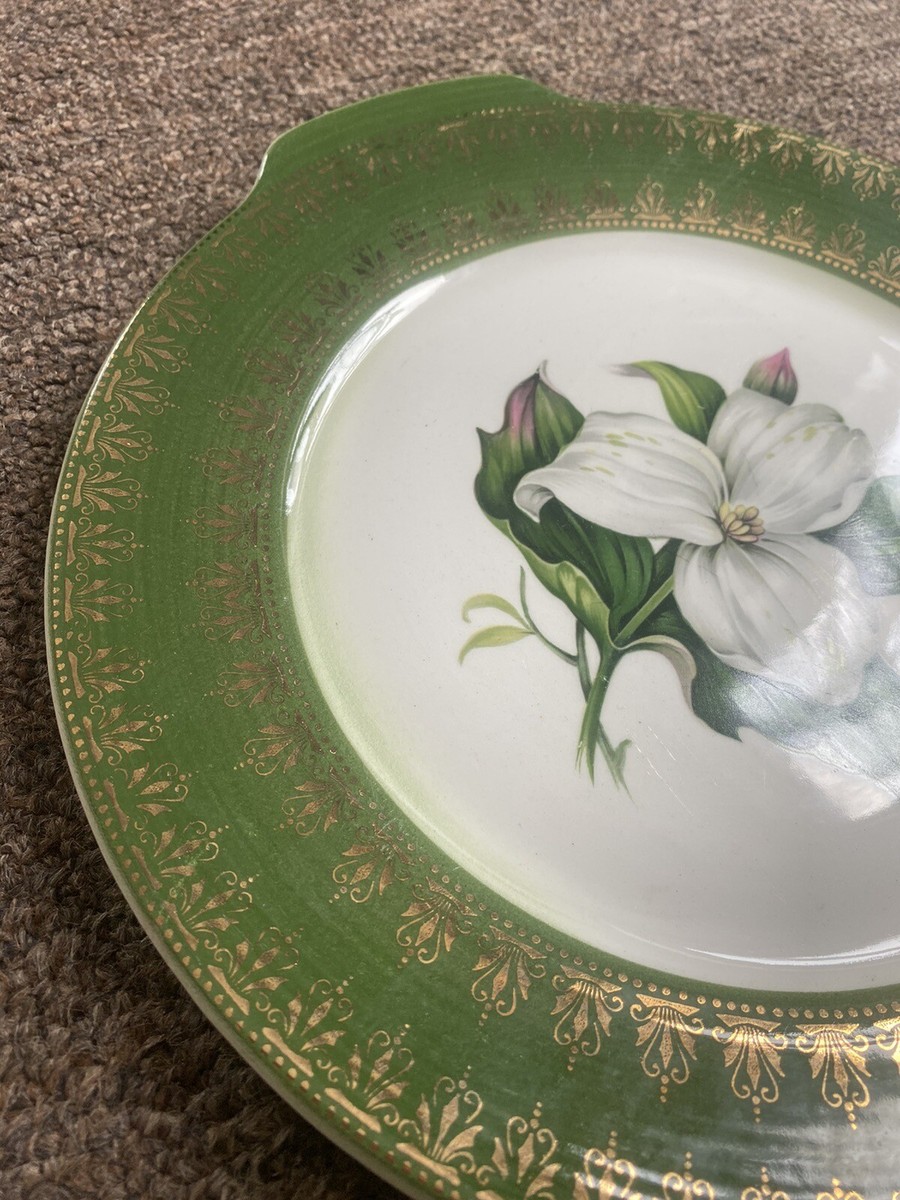 Set Of L'Triomphe Limoges Trillium Forest Green Filigree 22K Gold