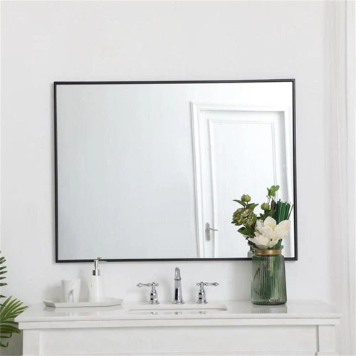 Elegant Decor Eternity 40" x 30" Contemporary Metal Frame Mirror in Black - Picture 8 of 12