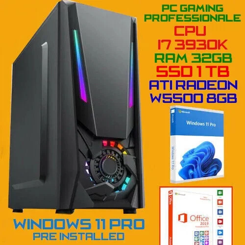 PC Grafica/Gaming i7 Ram 32GB SSD 1.0TB Ati W5500-8GB Windows 11 + Office 2019