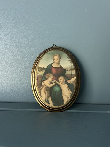 Italian Florentine Style Wall Plaque Mother And Children Small Oval