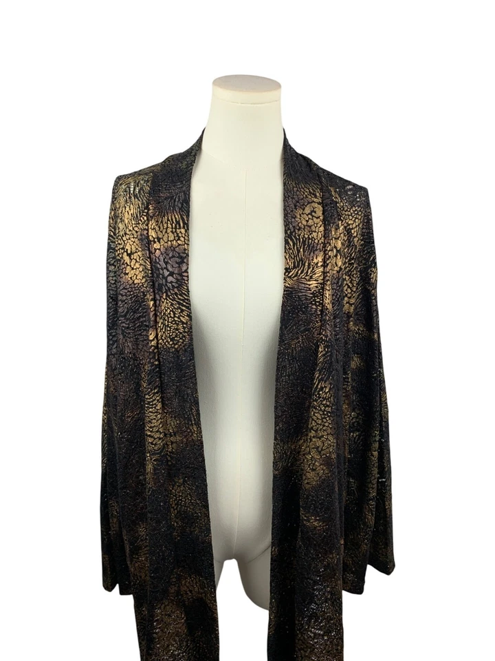 Chaqueta cárdigan Chicos para mujer frente abierto talla 3 negra y dorada nailon/spandex Foto 2 de 4