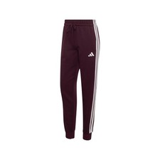 adidas Essentials 3Stripes Fleece Slim Pants Womens Red Casual Athletic Bottoms
