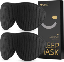 2 Pack Sleep Mask for Side Sleeper, Eye Mask for Sleeping, Black  3D
