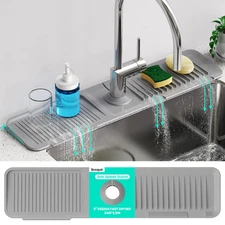 24 Inch Longer Faucet Mat for Kitchen Sink [5°Slope Fast Self-draining]Bathroom