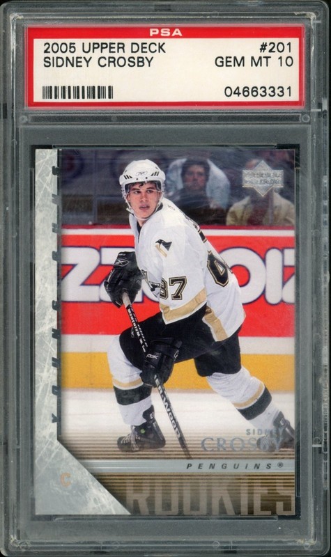 2005-06 UPPER DECK #201 SIDNEY CROSBY PENGUINS YOUNG GUNS ROOKIE RC PSA 10 !