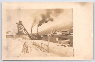 RPPC Mining Camp Mine Headframe Incline Tramway Snow Covered Postcard