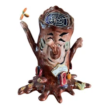 Blue Sky Clayworks Halloween Tea Light Candle Tree House 6.5” Tall Ceramic READ