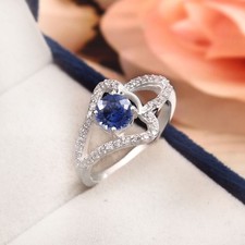 AAA Quality 6x6 MM Blue Sapphire Ring, 925 Sterling Silver Ring, Proposal Gift