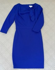 Calvin Klein Royal Blue Bow-Neck Sheath Dress — 3/4 Sleeve, Size 6