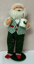 Annalee 9inch “Mr. Relaxing Santa” In Slacks, Vest, Red Socks W/ Hot Cocoa Mug