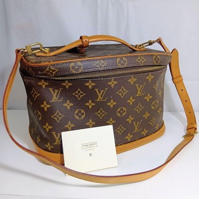 Authentic LOUIS VUITTON Nice Monogram Vanity Bag Cosmetic Case w/ Shoulder Strap