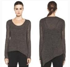HELMUT LANG Gray Alpaca Blend Asymmetric Sheer Knit Boucle Loose Sweater Sz P