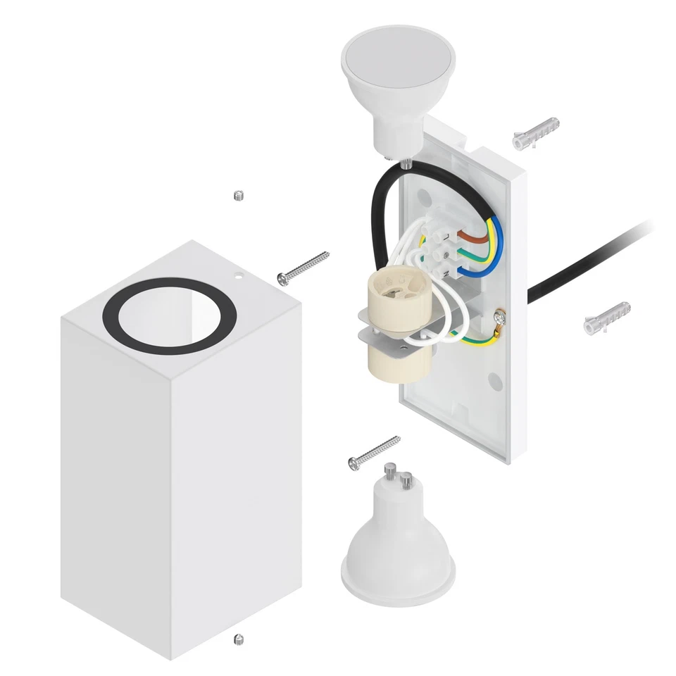 Wandleuchte ALSE für außen, IP54, Up- & Downlight, schwarz matt, eckig, 2x - Bild 2 von 4