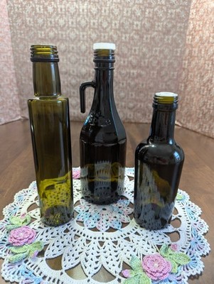 LOT/3 different MODERN DARK GLASS BOTTLES x DIY-Upcycling PROJECTS PREOWN