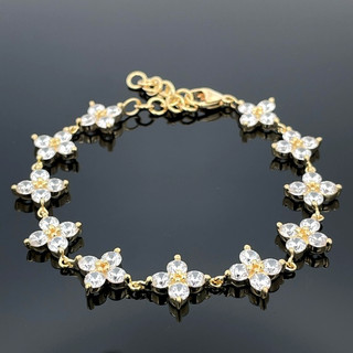 ARMBAND AUS 925/ SILBER GELBGOLDPLATTIERT MIT ZIRKONIA SCHMUCKJAGD