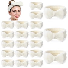 20 Pcs Spa Headband, Fluffy Bow Tie Headband for Washing  Makeup, Skincare H...