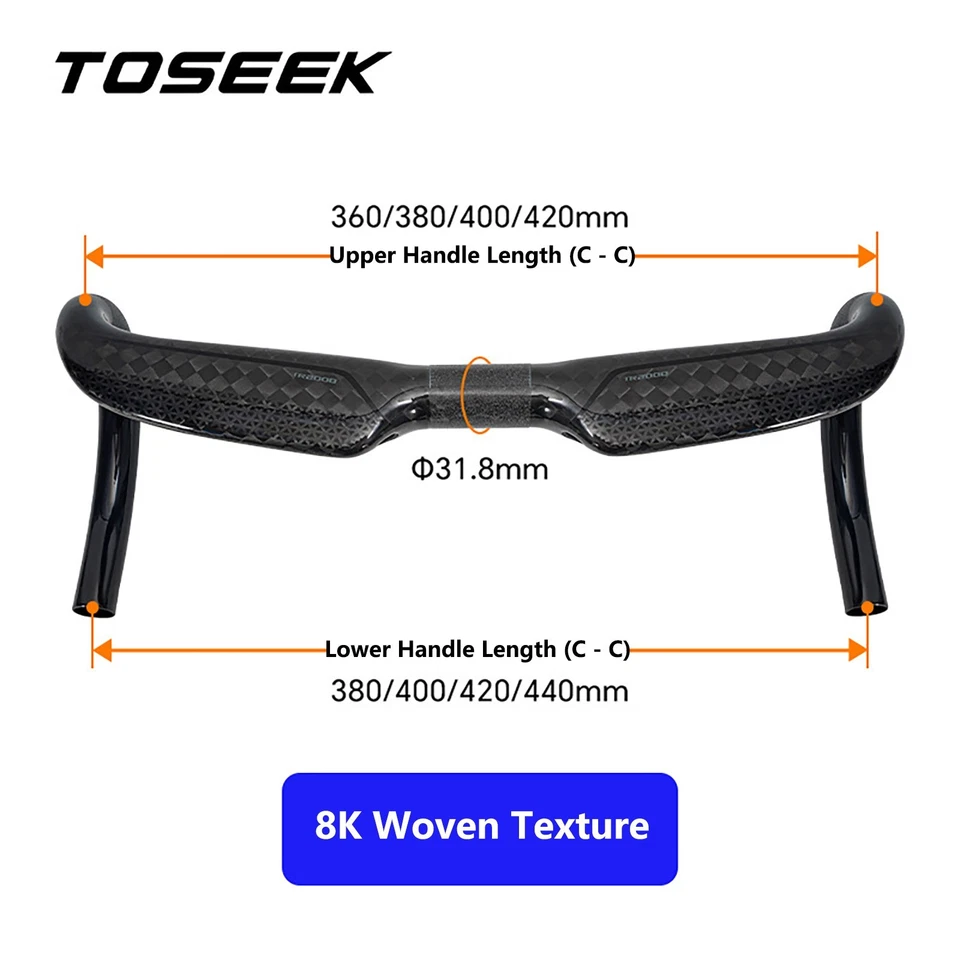 Manillar de fibra de carbono brillante 8K bicicleta de carretera bicicleta manillar barra de caída 31,8 mm Foto 2 de 4