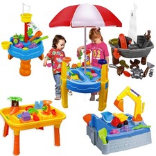 Sandpit Play Set Sand and Water Table Garden Toy Watering Can Spade Sand Bucket