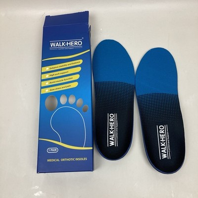 WALK-HERO Orthotic Insoles Men's 5-5.5 Women's 7-7.5 High Arch Support Blue