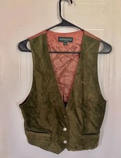 Vintage leather vest retro olive green spring costume crocodile dundee outerwear