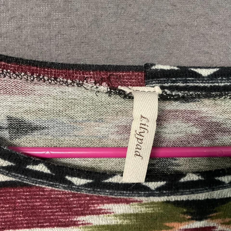 Camisa Lilypad Mujer Mediana Azteca Patrón Boho Verde Terciopelo Manga Bolsillo Largo Foto 2 de 4