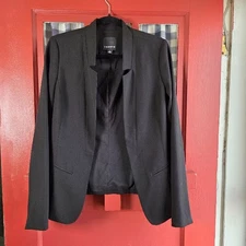 Trouve Women's Black Open Front Blazer Jacket Long Sleeve Pockets Size S